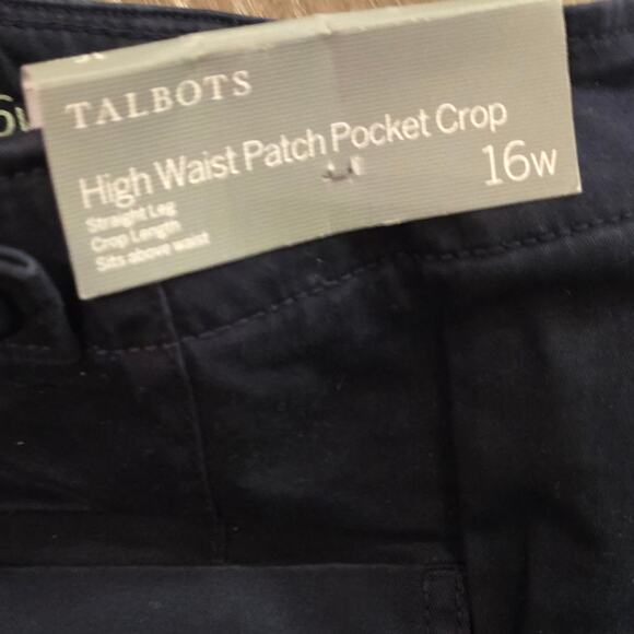 Talbots High Waist Patch Pocket Navy Blue Cropped Chino Pants Plus Size 16W New! - Picture 12 of 13